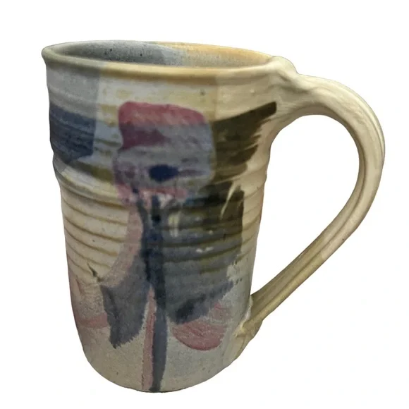 Pair Art Pottery Pieces of Mug & Bowl Floral Design both Signed by Artist NEW - Picture 2 of 5